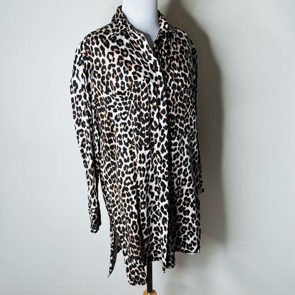 H&M Leopard Print Oversized Button Up Shirt - Picture 2 of 5